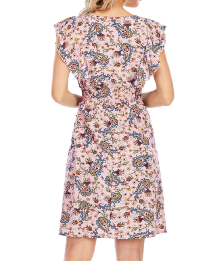 Women's Paige Abito – Floral Mini Dress in Chiffon with V-Neck, Ruffles & A-Line Silhouette