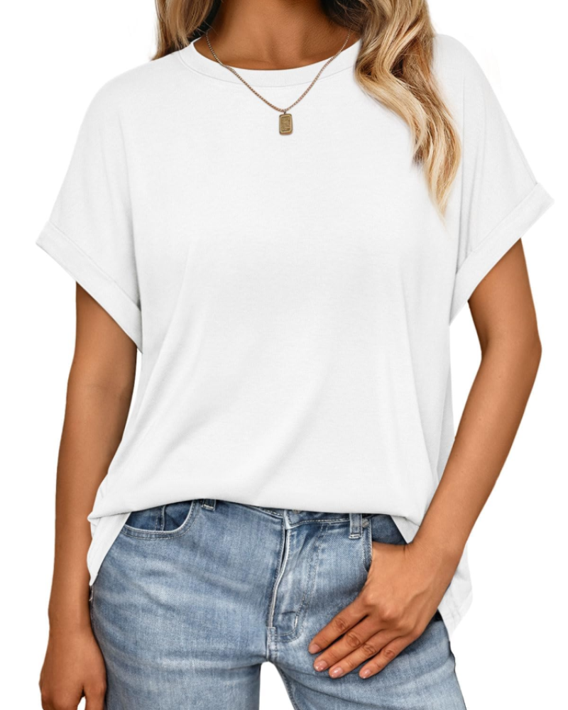 Hannah T-Shirt Donna – Top Estivo Oversize con Girocollo & Maniche Corte
