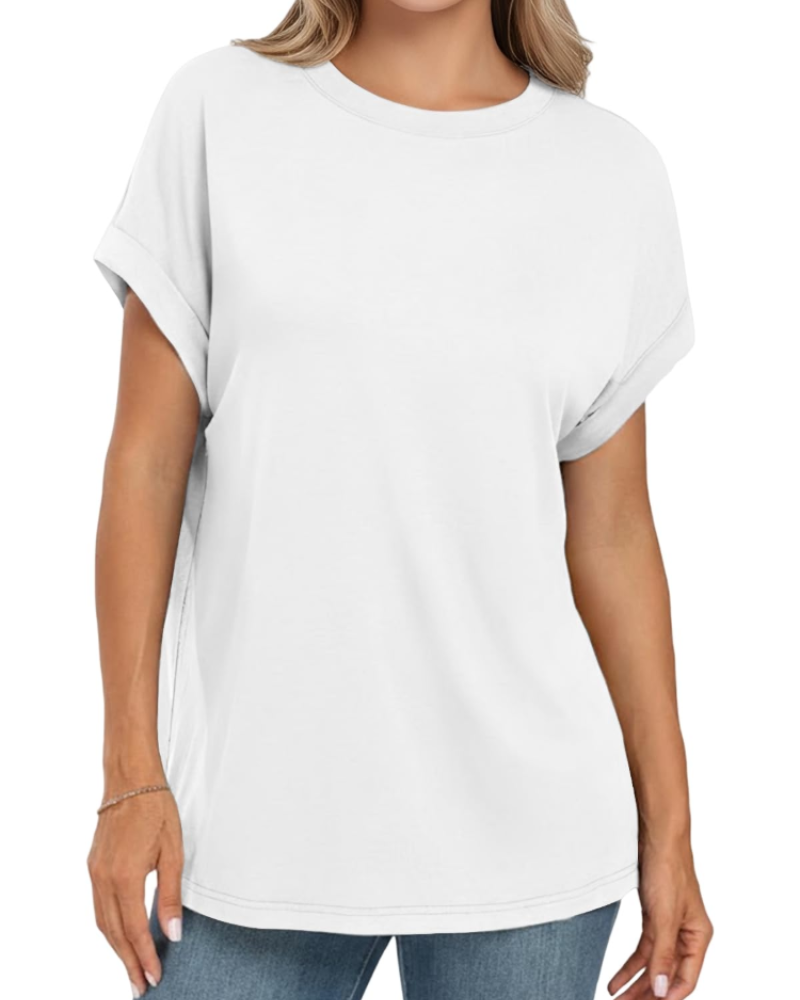 Hannah T-Shirt Donna – Top Estivo Oversize con Girocollo & Maniche Corte