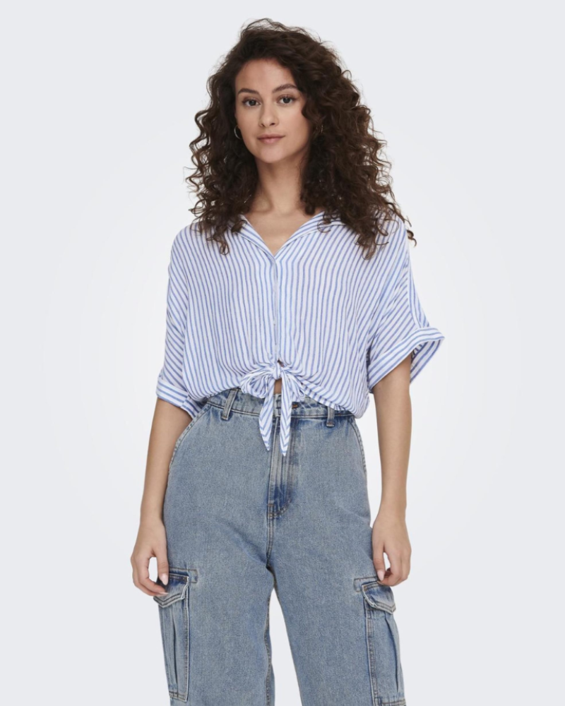 Monica Women's Top – Viscose T-Shirt with Wide Collar & Button Closure