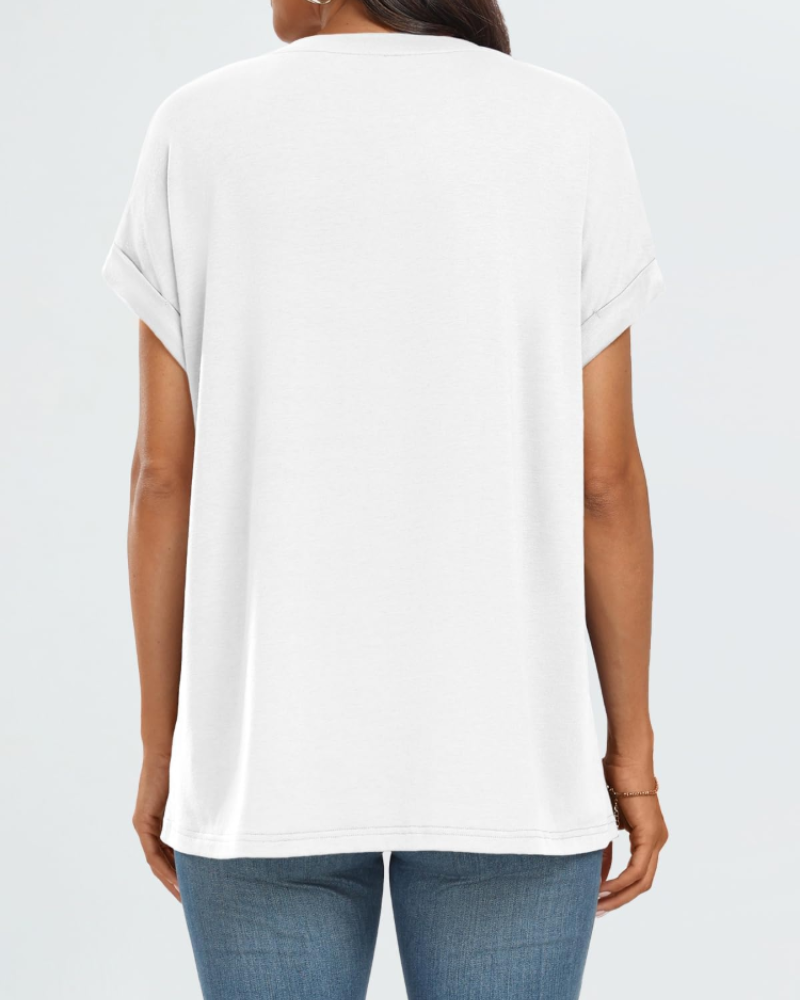 Hannah T-Shirt Donna – Top Estivo Oversize con Girocollo & Maniche Corte