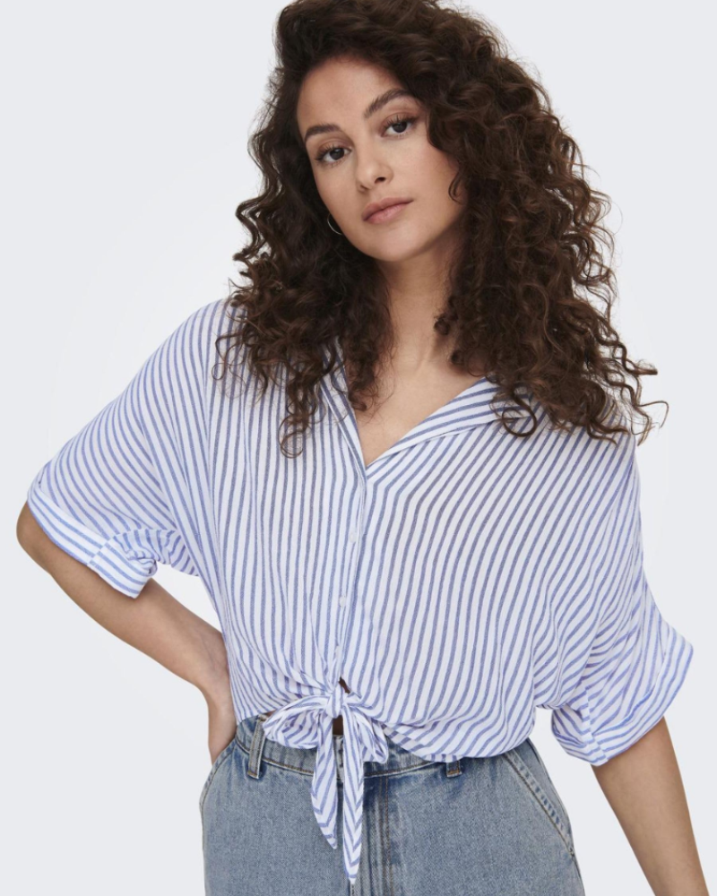 Monica Women's Top – Viscose T-Shirt with Wide Collar & Button Closure