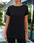 Caroline T-Shirt Damen – Basic-Top mit Rundhalsausschnitt, kurzen Ärmeln und Stretchstoff