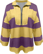 Harlow Felpa Donna Oversize – Pullover a Righe con Scollo a V e Spalle Scese