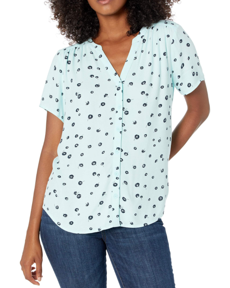 Delaney Blusa Donna – Camicia in Viscosa con Scollo a V, Bottoni e Maniche Corte