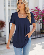 Isolde Blusa Donna – Top Traforato con Scollo Quadrato e Maniche a Volant