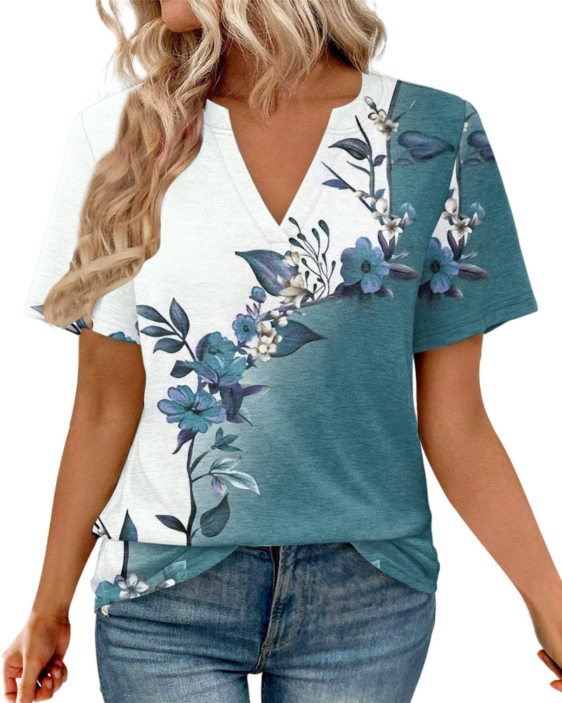 Rowan Tunica Donna – Blusa Lunga Stampata con Scollo a V e Maniche 3/4