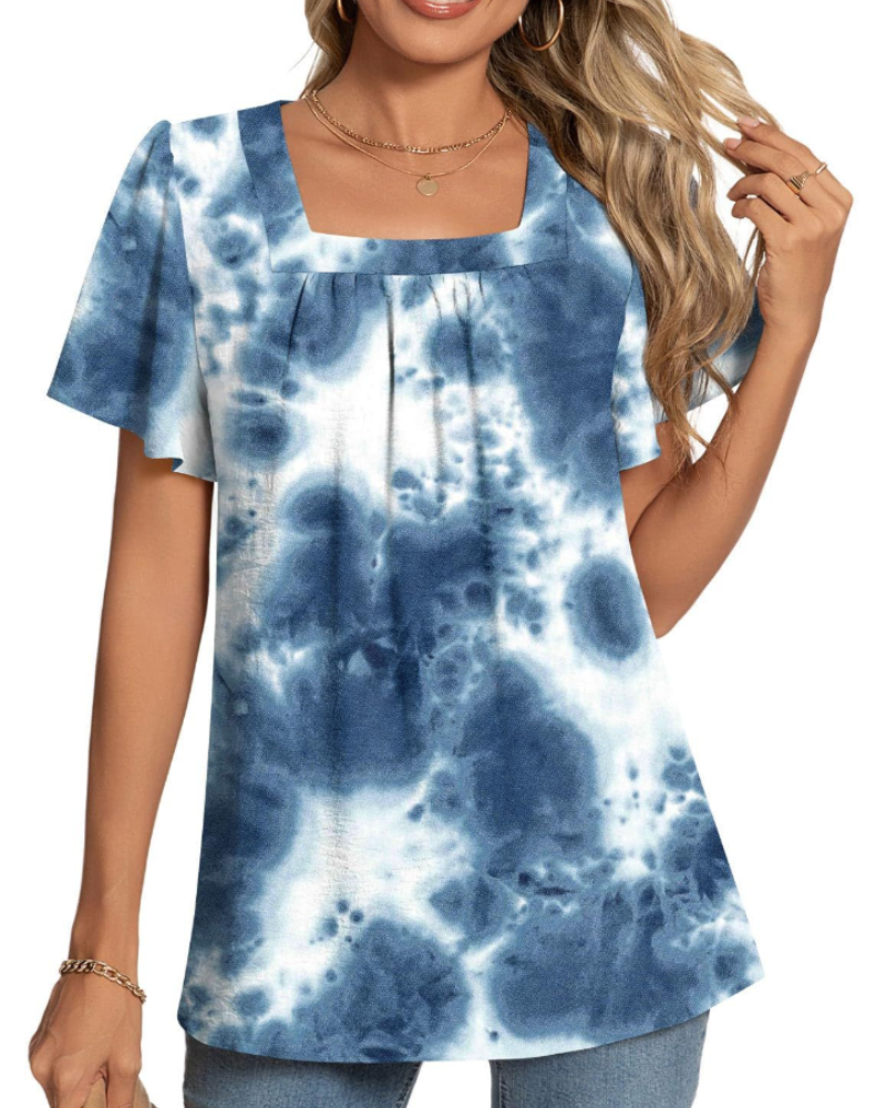 Vivienne Blusa Donna – Top con Scollo Quadrato, Pieghe e Maniche a Petalo