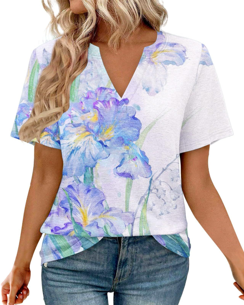 Rowan Tunica Donna – Blusa Lunga Stampata con Scollo a V e Maniche 3/4