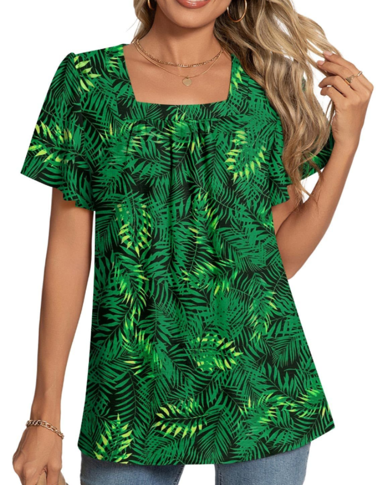Vivienne Blusa Donna – Top con Scollo Quadrato, Pieghe e Maniche a Petalo