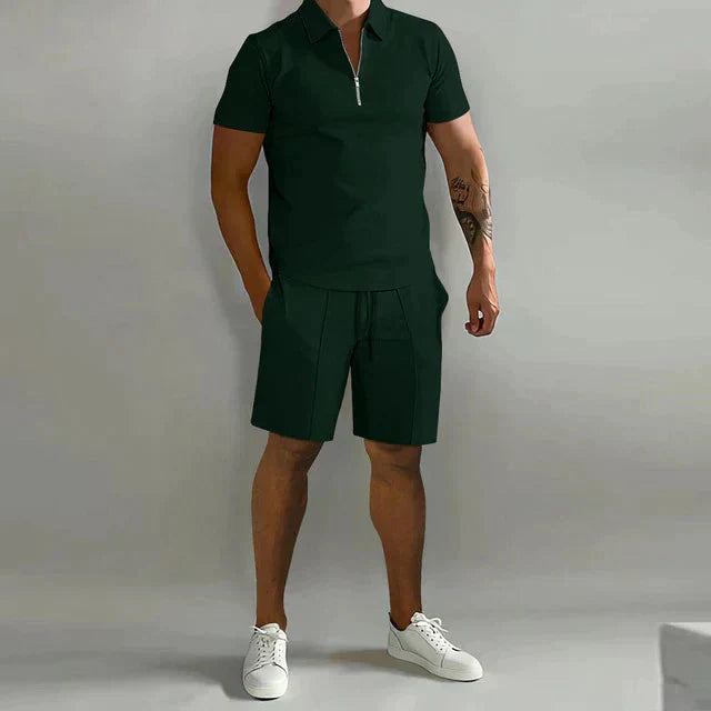 Nathan Conjunto Hombre Polo y Shorts – Conjunto de Verano Elegante, Ajuste Cómodo Casual