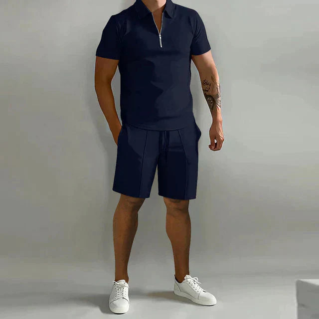 Nathan Ensemble Homme Polo et Shorts – Tenue d'Été Élégante, Coupe Confortable Décontractée