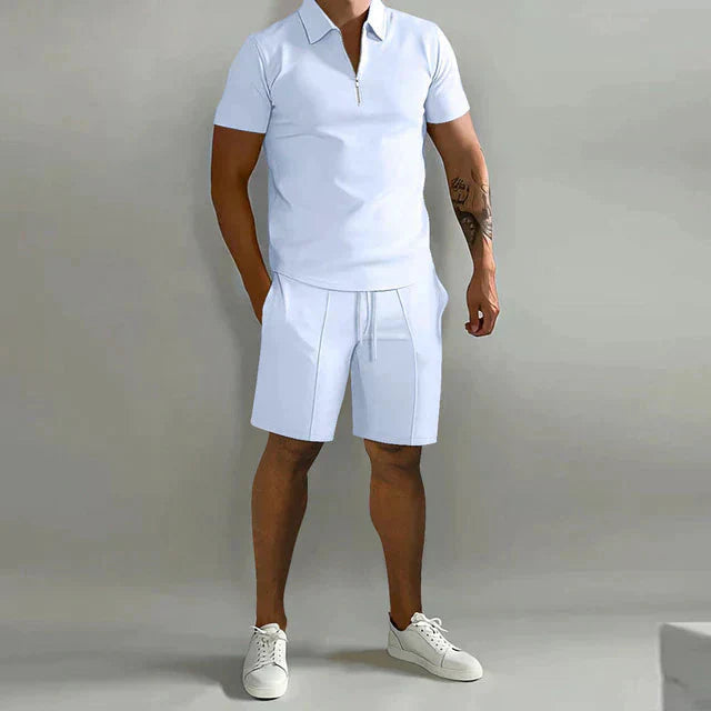 Nathan Conjunto Hombre Polo y Shorts – Conjunto de Verano Elegante, Ajuste Cómodo Casual