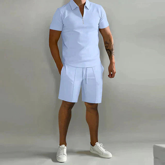 Nathan Ensemble Homme Polo et Shorts – Tenue d'Été Élégante, Coupe Confortable Décontractée