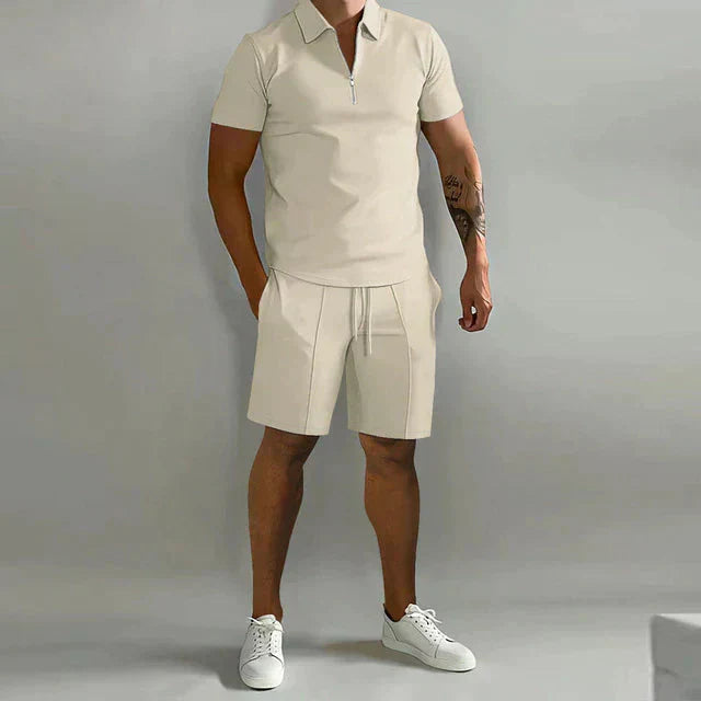 Nathan Conjunto Hombre Polo y Shorts – Conjunto de Verano Elegante, Ajuste Cómodo Casual