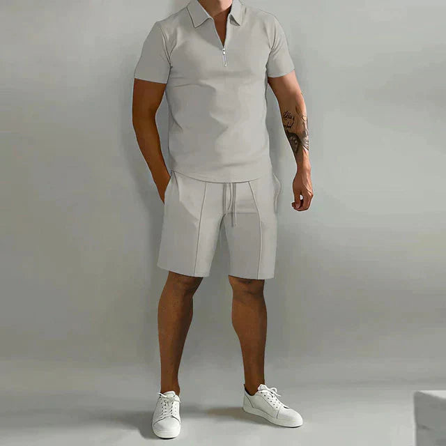 Nathan Conjunto Hombre Polo y Shorts – Conjunto de Verano Elegante, Ajuste Cómodo Casual