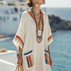 Alisia Vestido Largo Mujer – Maxi Vestido Elegante con Bolsillos & Corte Fluido de Verano