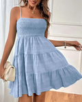 Harper Abito Mini Donna – Spalline Sottili, Punto Smock e Gonna Svasata
