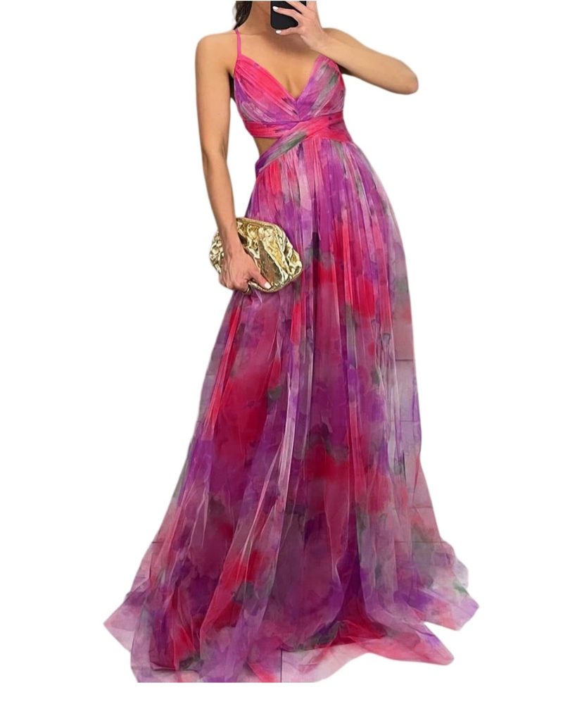 Elara Women’s Summer Dress – Floral Print, Thin Straps, and Fitted Waist