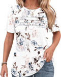 Courtney T-Shirt für Damen – Rundhalsausschnitt, kurze Ärmel, vordere Falten und lockere Passform
