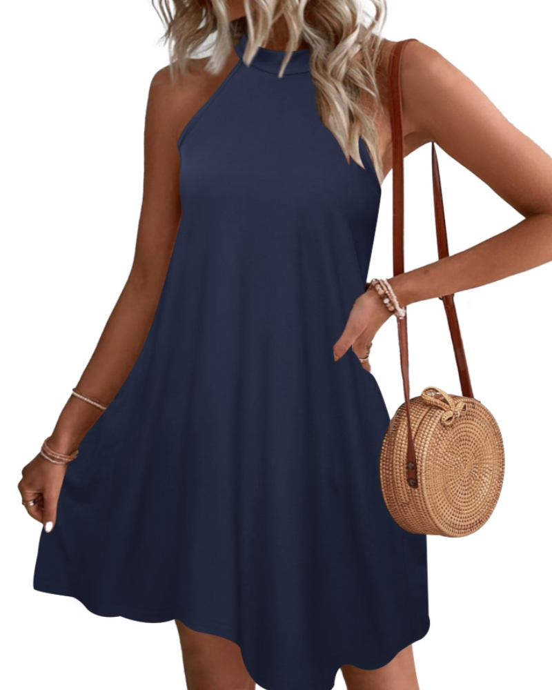 Piper Abito Mini Donna – Collo Halter, Senza Maniche e Tasche Laterali
