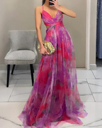Elara Women’s Summer Dress – Floral Print, Thin Straps, and Fitted Waist