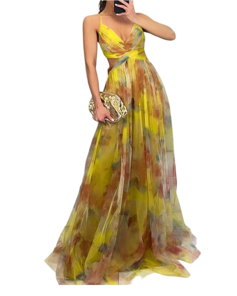 Elara Women’s Summer Dress – Floral Print, Thin Straps, and Fitted Waist