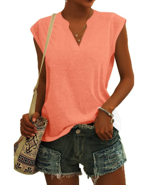 Brooke Blusa Donna Estiva – Smanicata con Scollo a V e Vestibilità Morbida