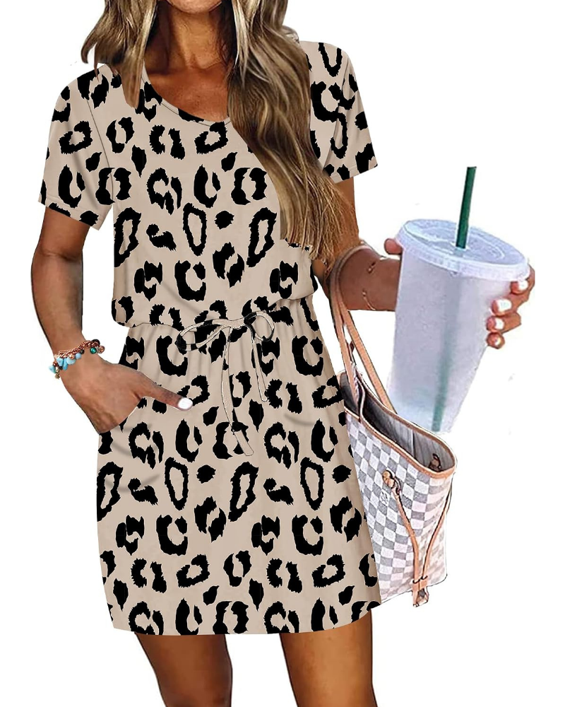 Vestido de verano Audrey para mujer – Escote en V, cintura ajustable y bolsillos laterales