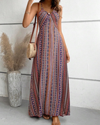 Maisie Damen-Maxikleid – V-Ausschnitt, Boho-Ethno-Print und ärmelloses Design