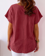 Gemma Camiseta de Mujer – Cuello en V, Estampado de Margaritas y Manga Corta