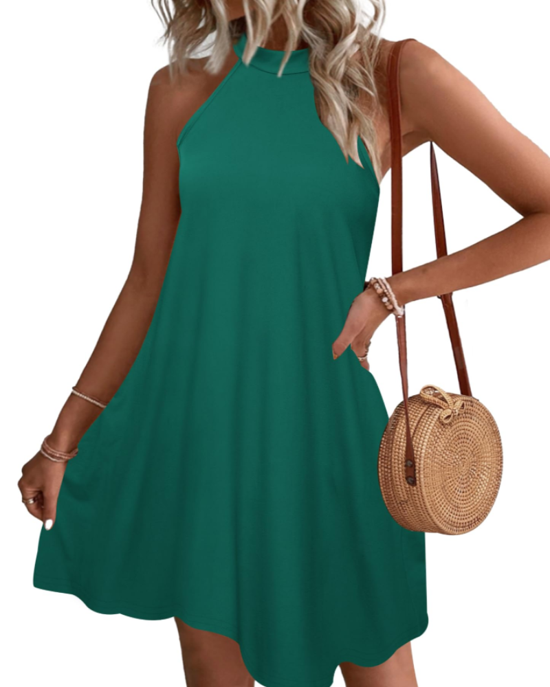 Piper Abito Mini Donna – Collo Halter, Senza Maniche e Tasche Laterali
