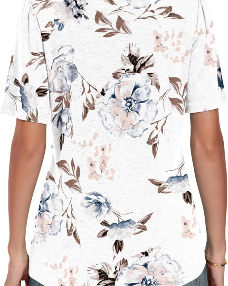 Courtney T-Shirt für Damen – Rundhalsausschnitt, kurze Ärmel, vordere Falten und lockere Passform