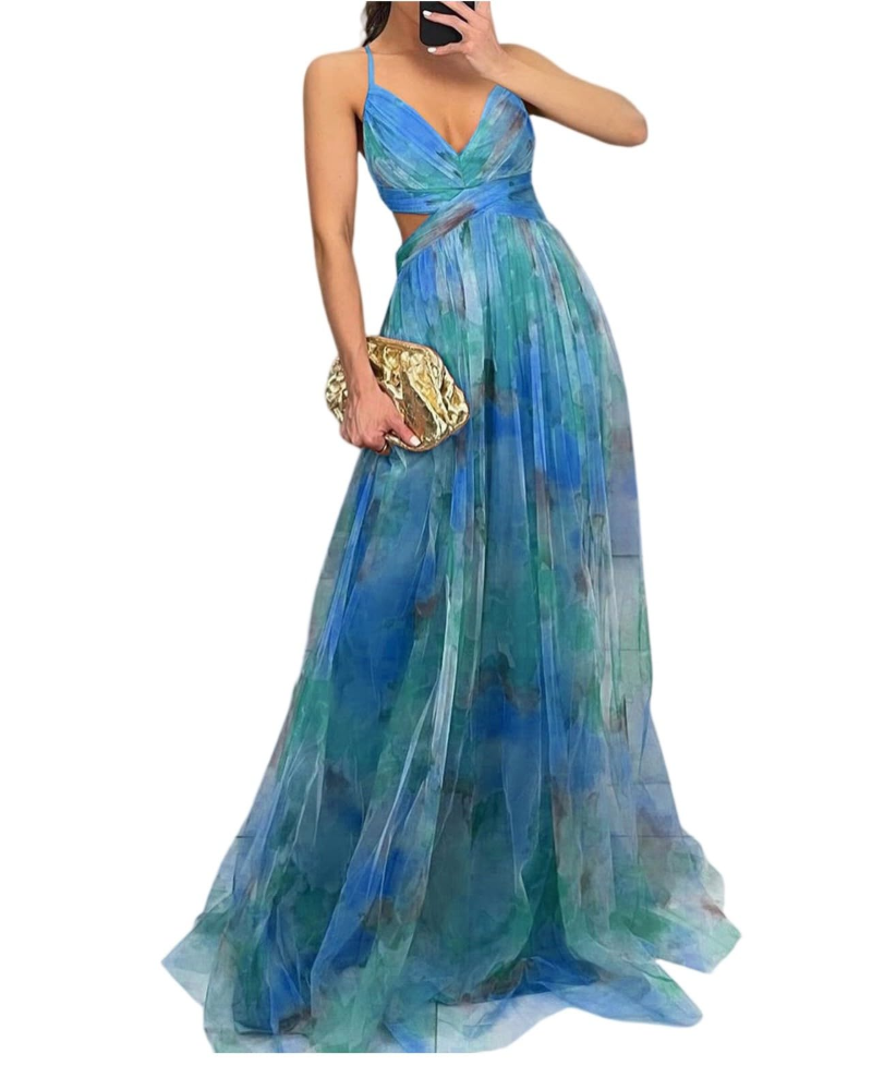 Elara Women’s Summer Dress – Floral Print, Thin Straps, and Fitted Waist