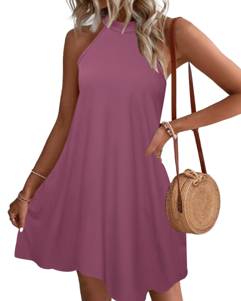 Piper Abito Mini Donna – Collo Halter, Senza Maniche e Tasche Laterali