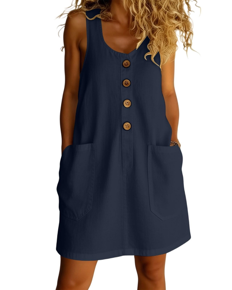 Oakley Abito Donna in Cotone – Scollo a U, Linea ad A e Stile Camicia
