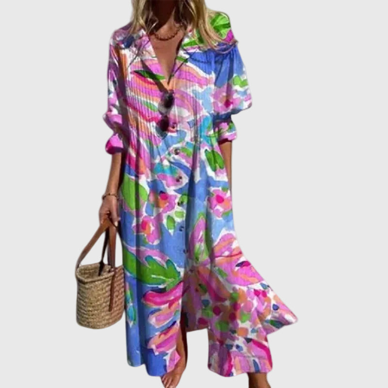 Lara Vestido Mujer Maxi Boho – Vestido Largo Fluido, Ligero, Elegante Casual de Verano