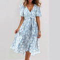 Everly Robe Midi Femme – Florale, Décolleté en V Élégant & Coupe Fluide