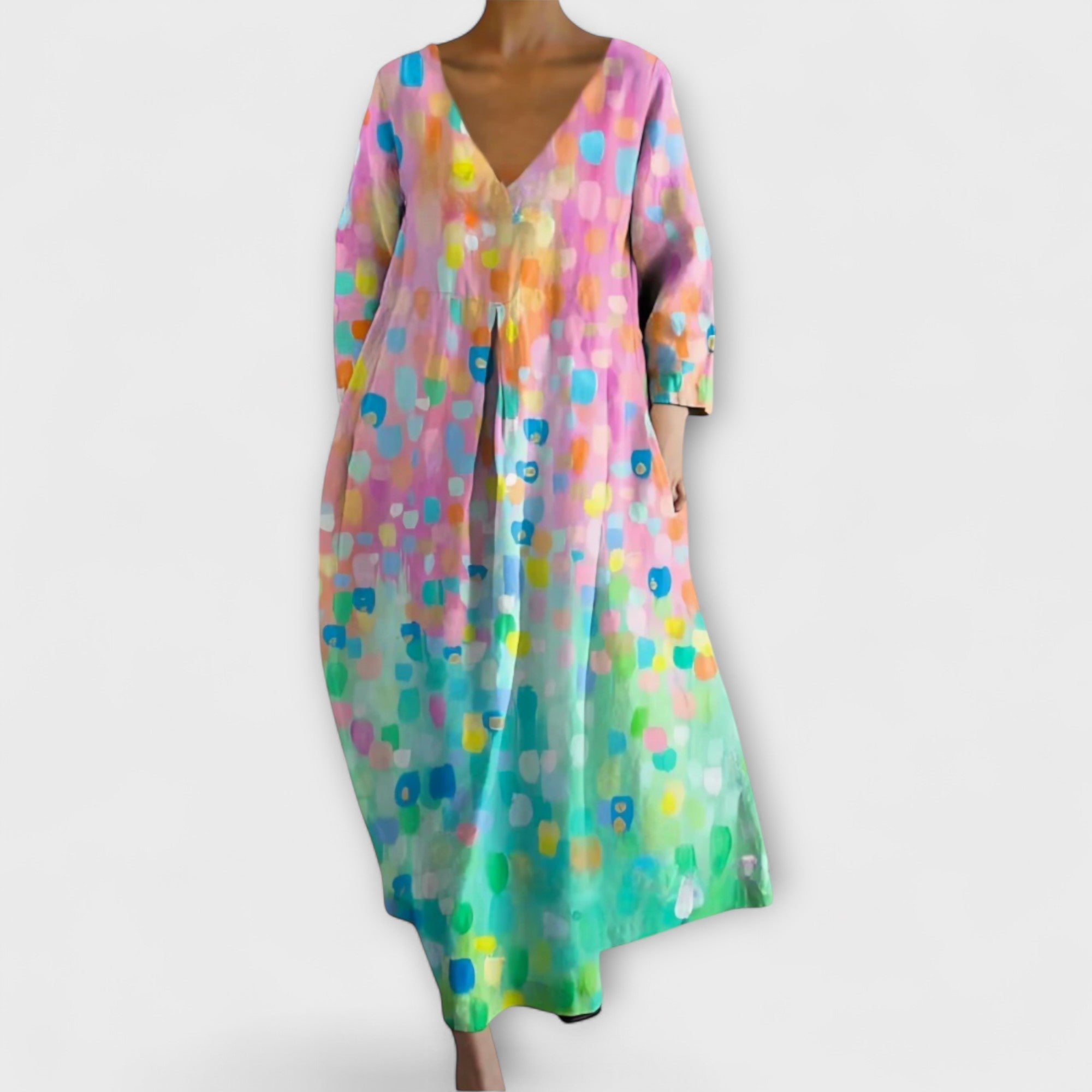 Robe à col en V Rory pour femme – Robe en tulle légère fluide, élégante chic décontractée