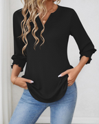 Eleanor Blusa Donna – Top Floreale con Scollo a V, Maniche 3/4 & Polsini Volant