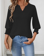 Eleanor Blusa Donna – Top Floreale con Scollo a V, Maniche 3/4 & Polsini Volant
