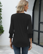 Eleanor Blusa Donna – Top Floreale con Scollo a V, Maniche 3/4 & Polsini Volant