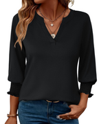 Eleanor Blusa Donna – Top Floreale con Scollo a V, Maniche 3/4 & Polsini Volant