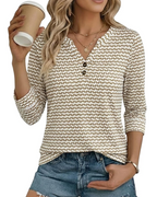 Selena T-Shirt Donna – Top Boho con Scollo a V, Stampa Botanica & Fit Morbido