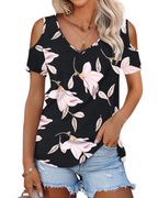 Ariana Top Donna – Letní tričko Cold Shoulder s výstřihem do V a krátkými rukávy