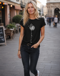 Daisy T-Shirt Donna – Top in Cotone con Girocollo, Maniche Corte & Stampa Casual