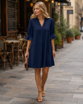 Camille Vestito Donna Midi – Scollo a V, Mezze Maniche Volant & Fit Morbido