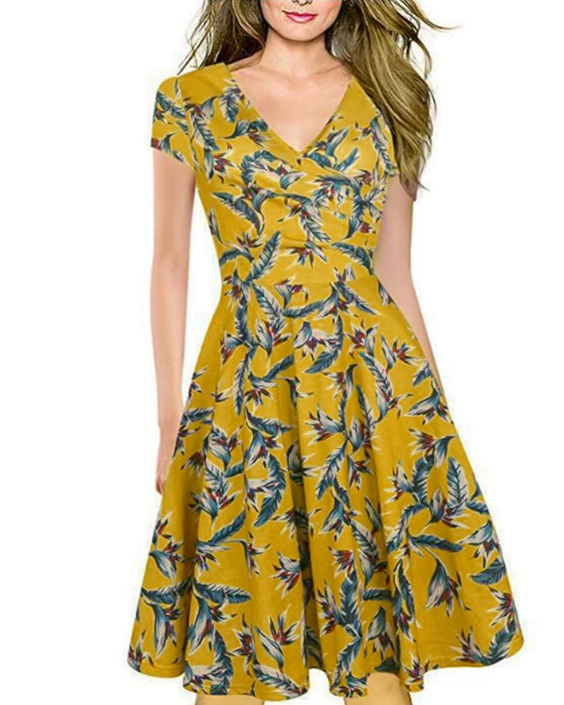 Lacey Abito Estivo Donna – Stampa Floreale, Scollo a V e Gonna Svasata