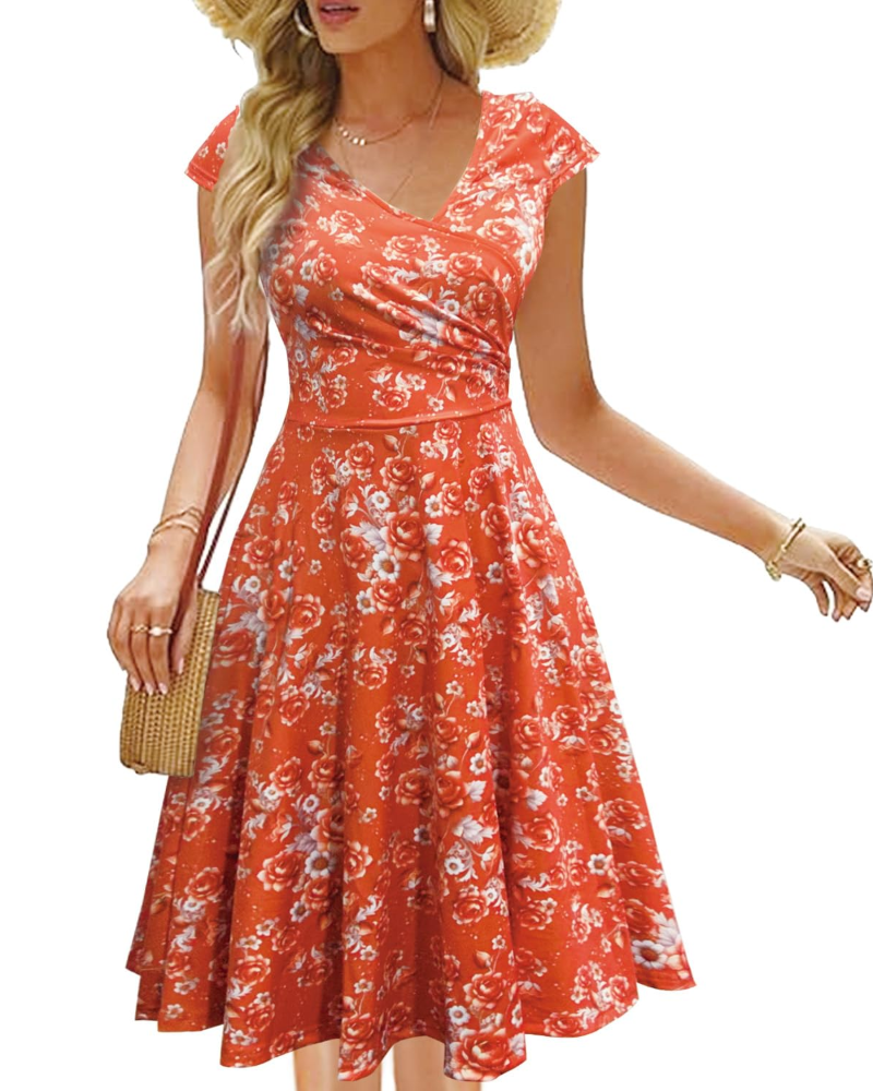 Lacey Abito Estivo Donna – Stampa Floreale, Scollo a V e Gonna Svasata