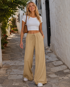 Amelia Damenhose Palazzo – Hohe Taille, weites Bein & leichtes Gewebe